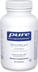 Стронций (цитрат), Strontium (citrate), Pure Encapsulations, для поддержки здоровья костей, 90 капсул