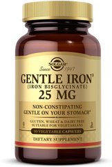 Железо, (Gentle Iron), Solgar, 25 мг, 90 капсул