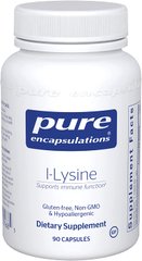 L-лизин, l-Lysine, Pure Encapsulations, 90 капсул