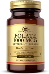 Фолиевая Кислота, (Folate), Solgar, 1000 мкг, 60 таблеток