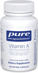 Витамин A, Vitamin A, Pure Encapsulations, 10,000 МЕ, 120 капсул