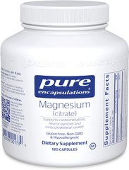Магний (цитрат), Magnesium (citrate), Pure Encapsulations, 180 капсул