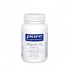 Витамин D3, Vitamin D3, Pure Encapsulations, 1,000 МЕ, 250 капсул