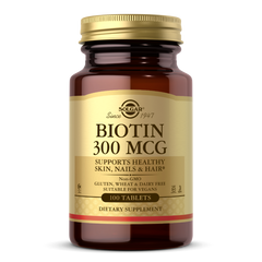 Биотин, (Biotin), Solgar, 300 мкг, 100 таблеток