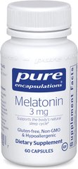 Мелатонин, Melatonin, Pure Encapsulations, 3 мг, 60 капсул