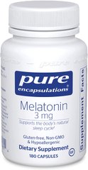 Мелатонин, Melatonin, Pure Encapsulations, 3 мг, 180 капсул