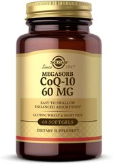 Коэнзим Q10 (CoQ-10 Megasorb), Solgar, 60 мг, 60 гелевых капсул