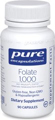 Фолат, Folate, Pure Encapsulations, 1000 мг, 90 капсул