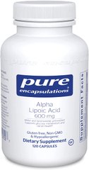Альфа-Липоевая Кислота, Alpha Lipoic Acid, Pure Encapsulations, 600 мг, 120 капсул