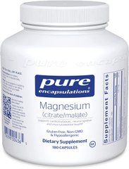 Магний (цитрат/малат), Magnesium (citrate/malate), Pure Encapsulations, 180 капсул