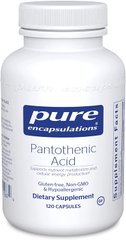 Пантотеновая Кислота, Pantothenic Acid, Pure Encapsulations, 120 капсул