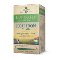 Железо, Earth Source® Koji Iron, Solgar, 27 мг, ферментированное, 60 вегетарианских капсул