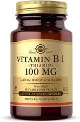 Тиамин (Vitamin B1), Solgar, Витамин В1, 100 мг,100 капсул