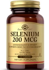 Селен, Selenium, Solgar, 200 мкг, 100 tablets