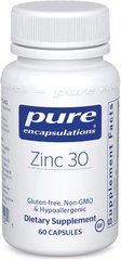 Цинк, Zinc, Pure Encapsulations, 30 мг, 60 капсул