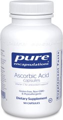 Аскорбиновая Кислота в капсулах, антиоксидантная защита и поддержка иммунитета, Ascorbic Acid Capsules, Pure Encapsulations, 90 капсул