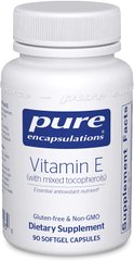 Витамин Е (со смешанными токоферолами), Vitamin E, Pure Encapsulations, 90 капсул