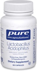 Лактобактерии Ацидофильные, Lactobacillus Acidophilus, Pure Encapsulations, 60 капсул
