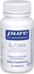 Витамин B12 и Фолат, Метилкобаламин, B12 Folate, Pure Encapsulations, 60 капсул