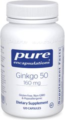Гинкго Билоба, Ginkgo Biloba, Pure Encapsulations, 160 мг, 120 капсул