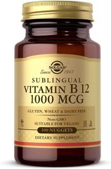 Витамин В12 Сублингвальный, Vitamin B12 1000 mcg Sublingual, Solgar, 1000 мкг, 100 таблеток