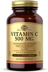 Витамин С, (Vitamin C), Solgar, 500 мг, 100 капсу