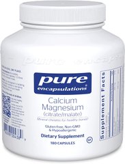 Магний Кальций (цитрат/малат), Calcium Magnesium (citrate/malate), Pure Encapsulations, 180 капсул