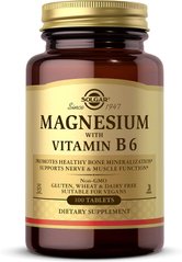 Магний, Витамин В6, Magnesium with Vitamin B6 133/8 mg, Solgar, 100 таблеток