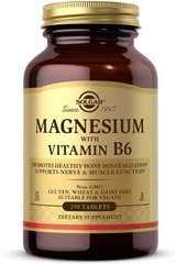 Магний, Витамин В6, Magnesium, Solgar, 250 таблеток