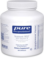 Мультивитамины / Минералы с Витамином К, Nutrient 950 with Vitamin K, Pure Encapsulations, 180 капсул