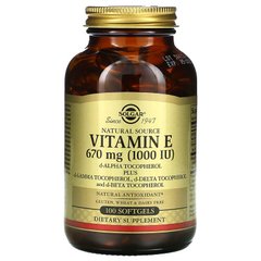Витамин E, Solgar, Natural Vitamin E, 1000 IU, 100 капсул