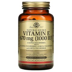Витамин Е, Vitamin E, Solgar, 1000 МЕ, 100 капсул