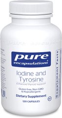 Йод и Тирозин, Iodine & Tyrosine, Pure Encapsulations, 120 капсул