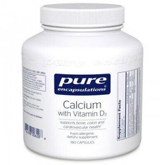 Кальций с Витамином D3, Calcium with Vitamin D3, Pure Encapsulations, 180 капсул