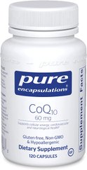Коэнзим Q10, CoQ10, Pure Encapsulations, 60 мг, 120 капсул