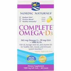Омега 3 6 9 + Д3, Nordic Naturals, 1000 мг, 60 кап.
