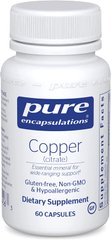 Медь (цитрат), Copper (citrate), Pure Encapsulations, 60 капсул